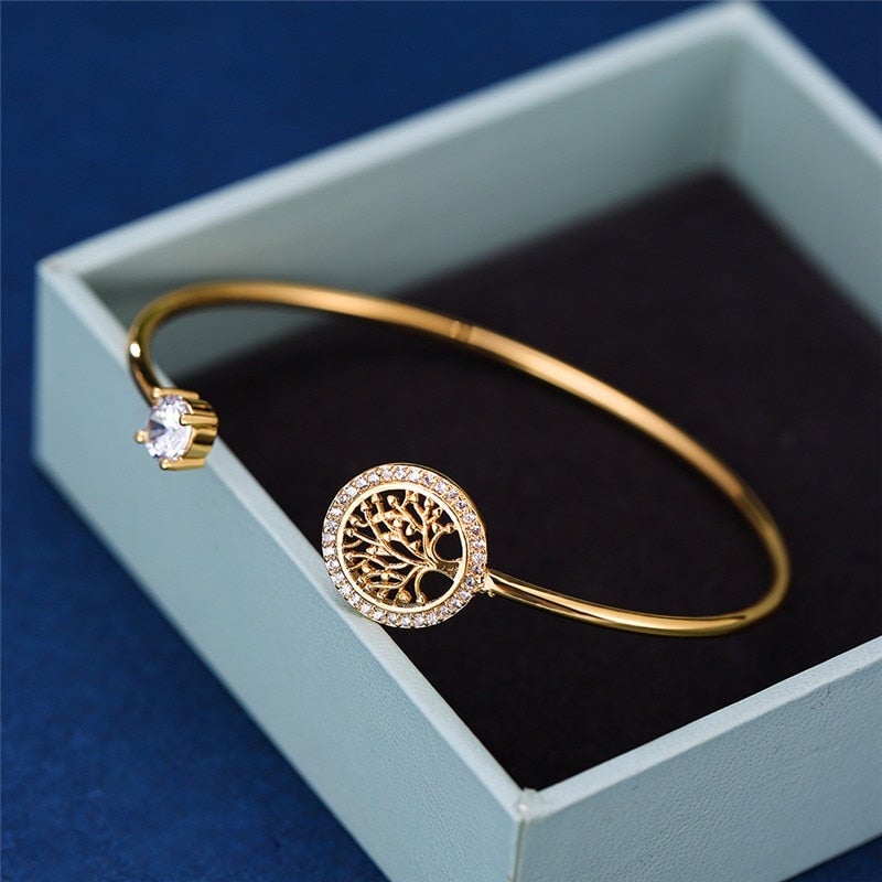 Verstelbare levensboomarmband in goud