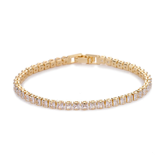Vierkante tennisarmband in goud