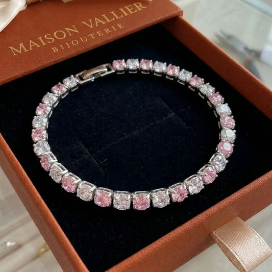 Duo-tennisarmband met roze saffier in wit goud