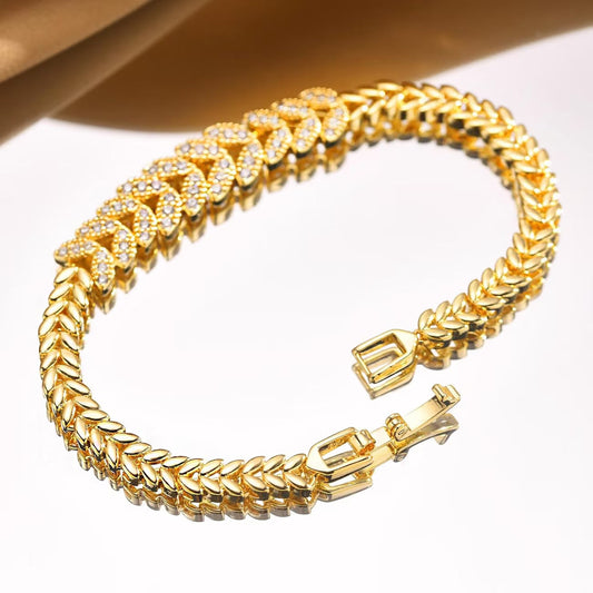 Tennisarmband Eeuwig Blad in goud