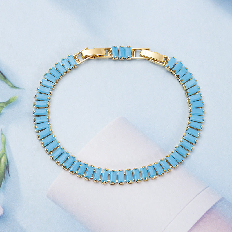 Turquoise tennisarmband Vertéa in goud
