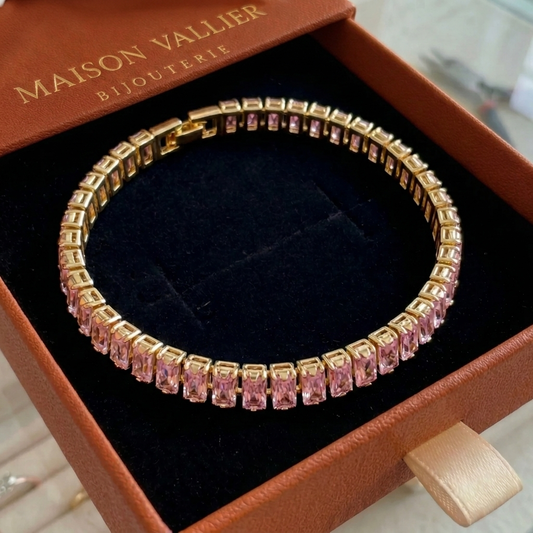 Roze saffier tennisarmband Vertéa in goud