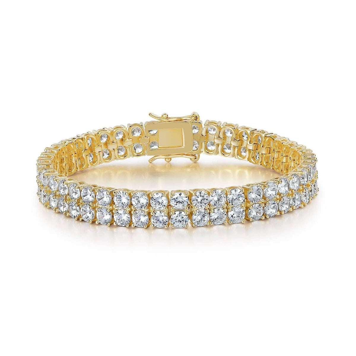 Dubbelrijige tennisarmband in goud
