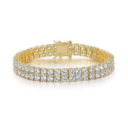 Dubbelrijige tennisarmband in goud