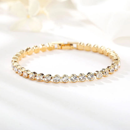 Tennisarmband met ronde slijpvorm | Goud