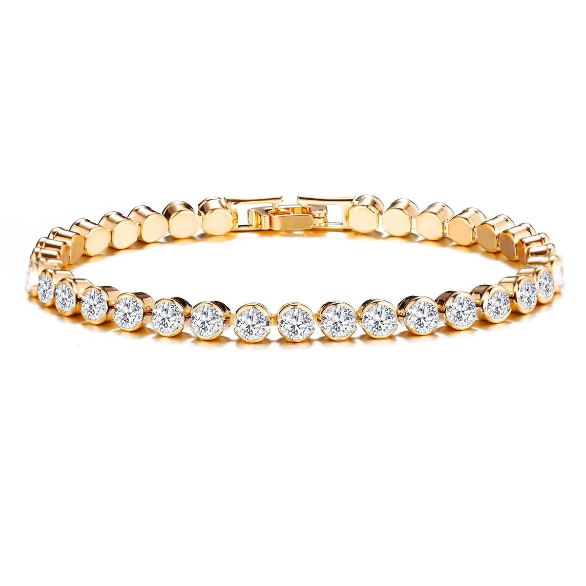 Tennisarmband met ronde slijpvorm | Goud