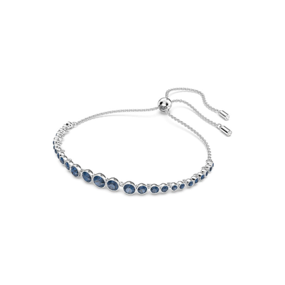 Saffier tennisarmband met ronde slijpvorm in wit goud