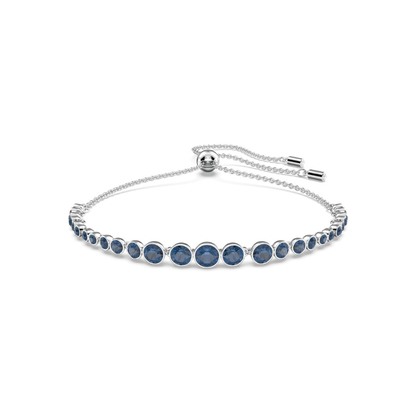 Saffier tennisarmband met ronde slijpvorm in wit goud