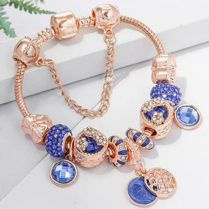Armband met blauw kristal in roségoud