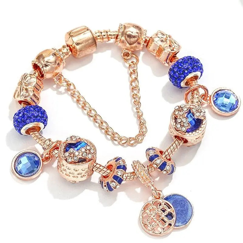 Armband met blauw kristal in roségoud