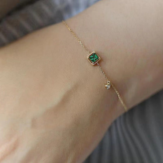 Armband met groen kristal | Goud