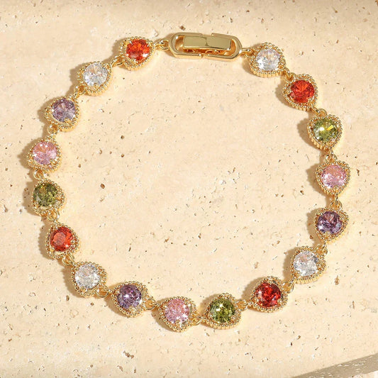 Retro hartarmband Regenboogliefde | Goud