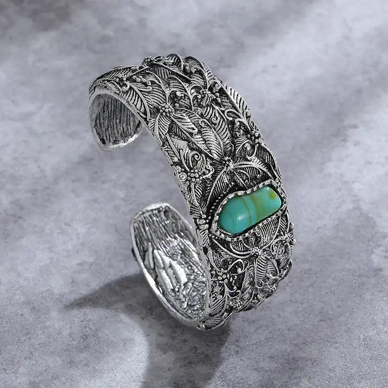Retro turquoise armband in goud