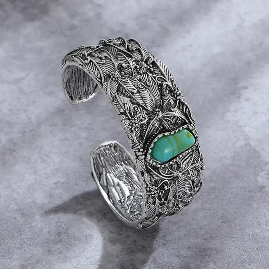 Retro turquoise armband | Goud