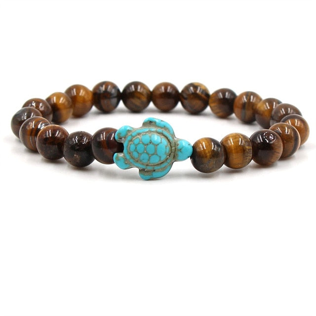 Exclusieve natuurstenen armbanden met schildpad | Goud