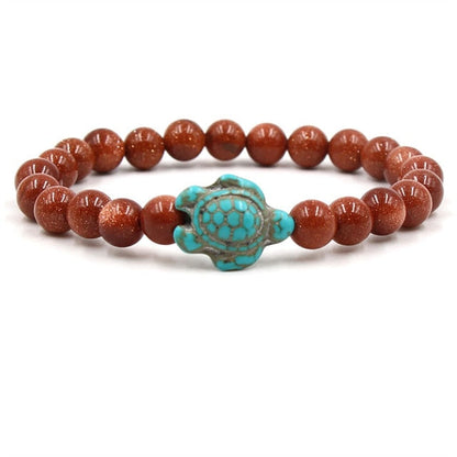 Exclusieve natuurstenen armbanden met schildpad | Goud