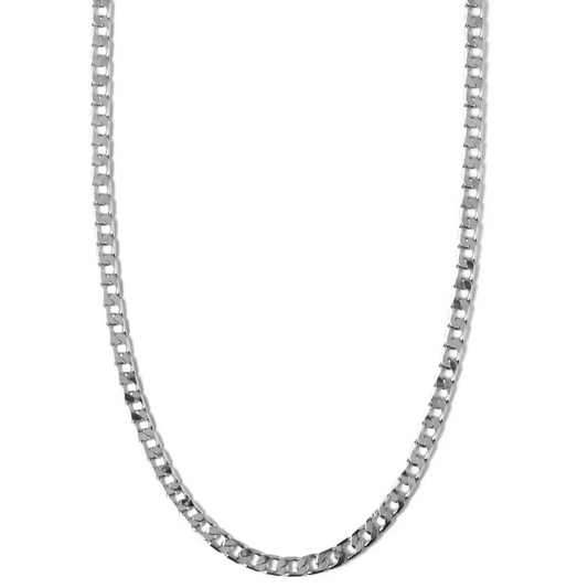Platte schakelketting in wit goud