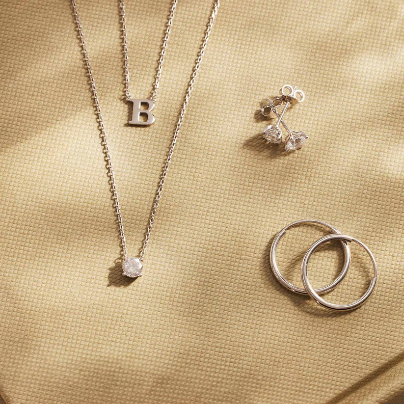 Ketting Cléa met steen in wit goud