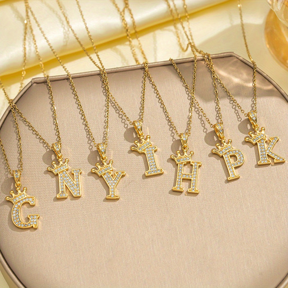 Initialenketting met kroon in goud