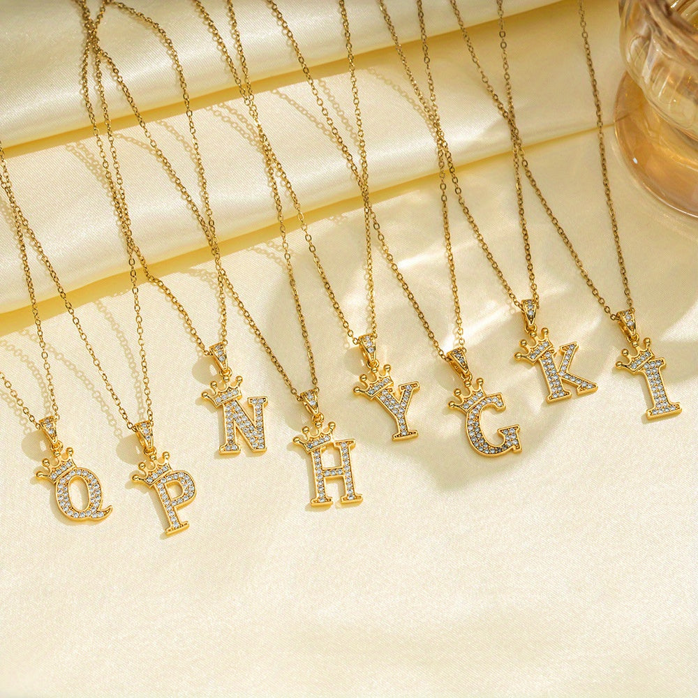 Initialenketting met kroon in goud