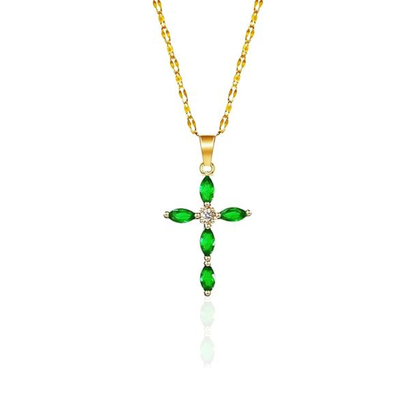 Smaragd kruisketting in goud