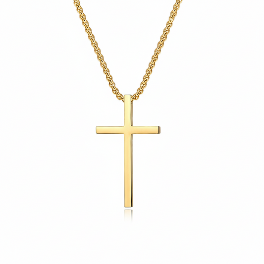 Kruisketting met zetting in goud