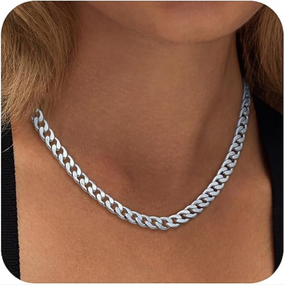 Cubaanse ketting met grove schakels in wit goud