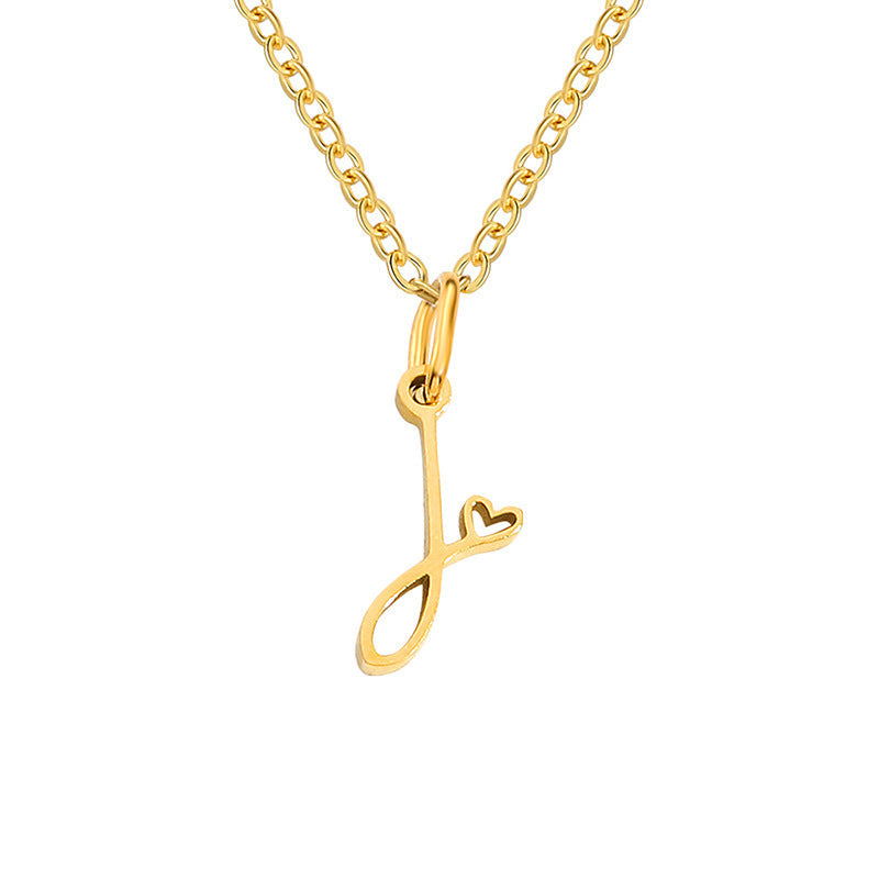 Initialenketting met hart in goud