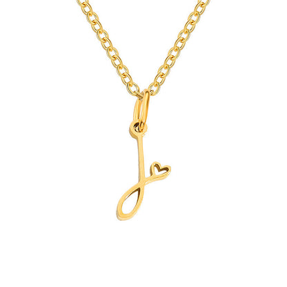 Initialenketting met hart in goud
