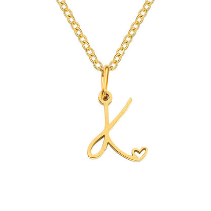 Initialenketting met hart in goud
