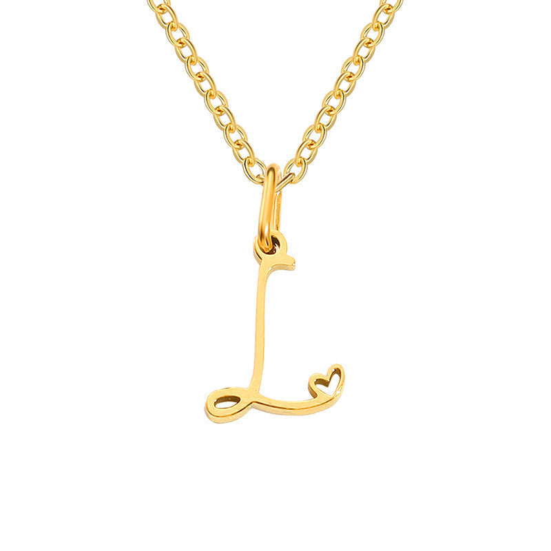 Initialenketting met hart in goud