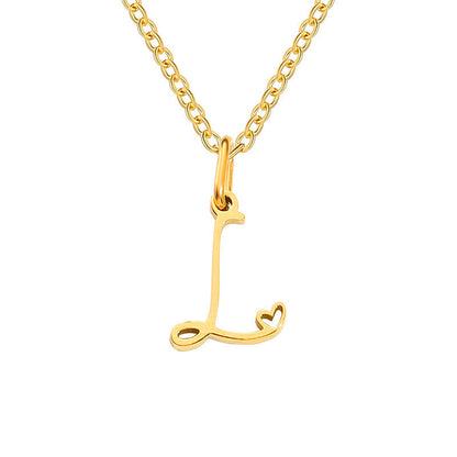 Initialenketting met hart in goud