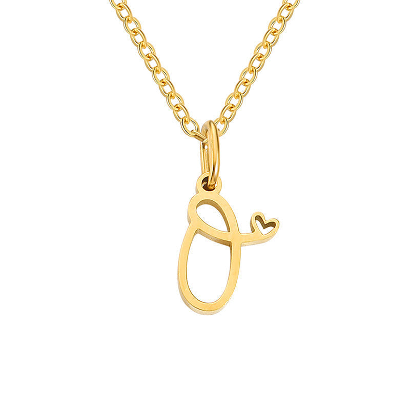 Initialenketting met hart in goud
