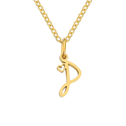 Initialenketting met hart in goud