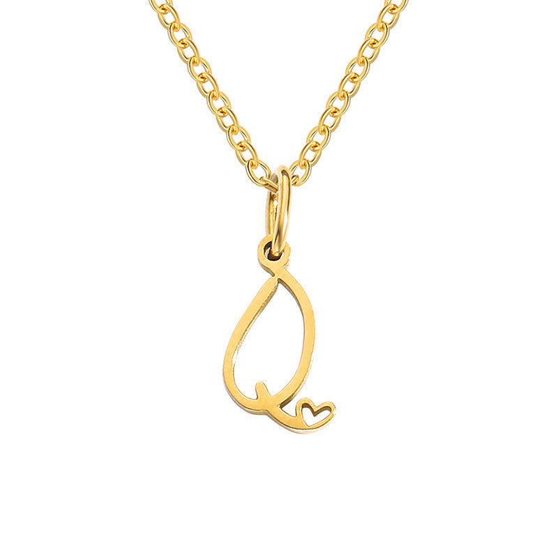 Initialenketting met hart in goud