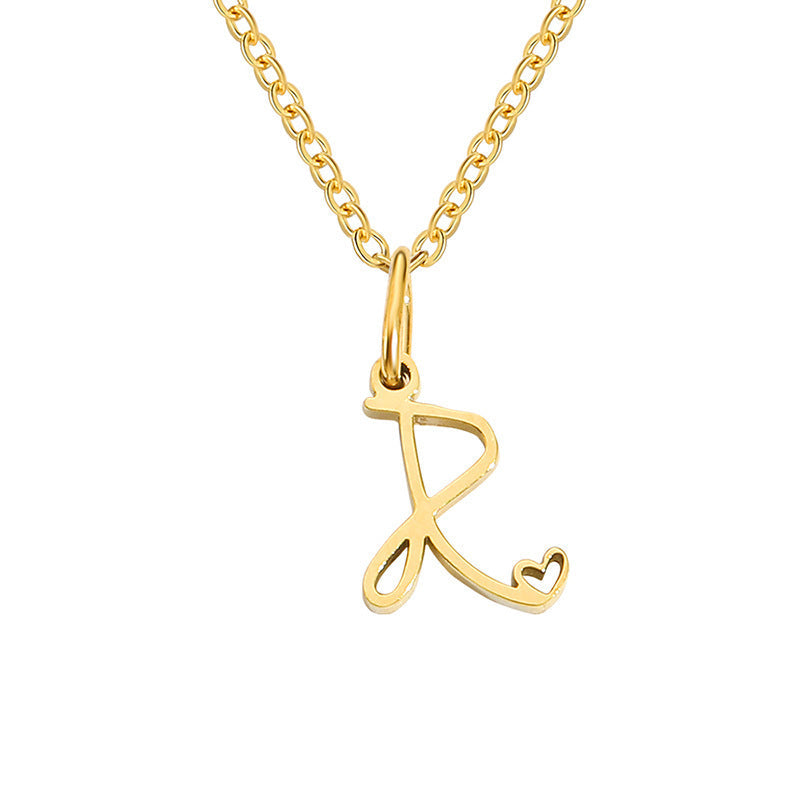 Initialenketting met hart in goud