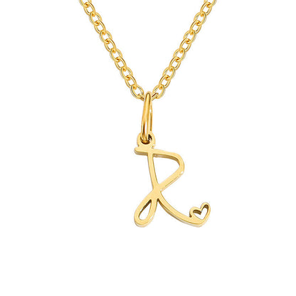 Initialenketting met hart in goud