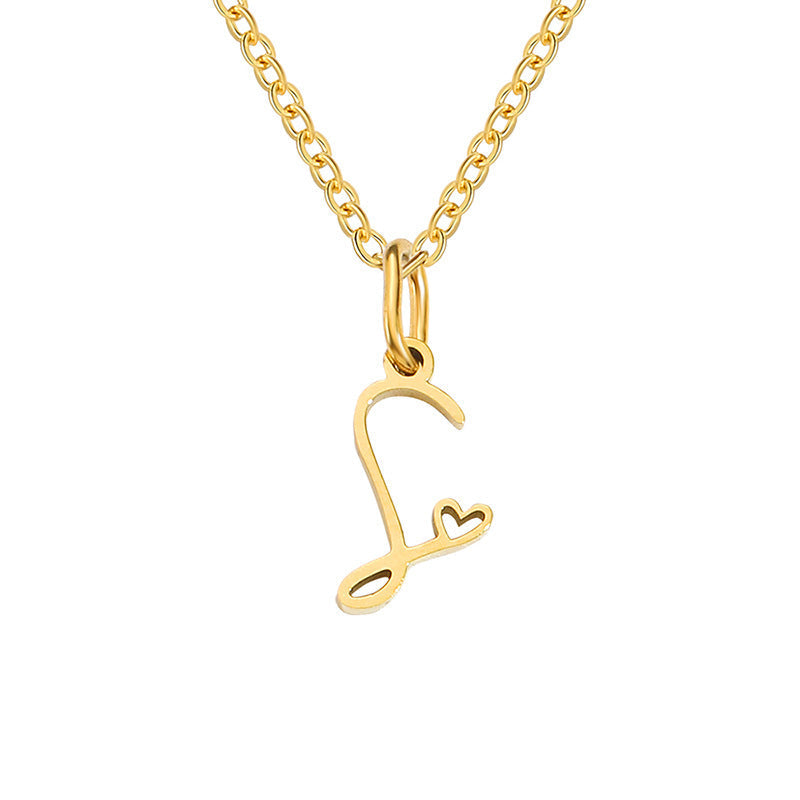 Initialenketting met hart in goud