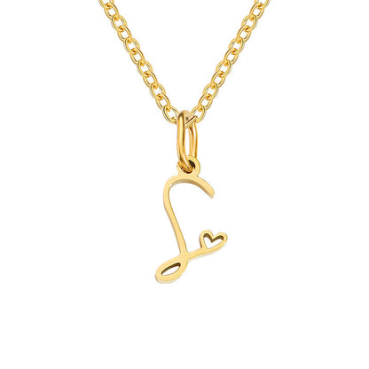 Initialenketting met hart in goud