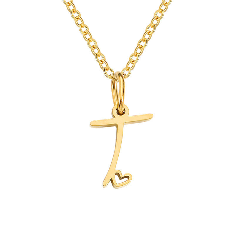 Initialenketting met hart in goud