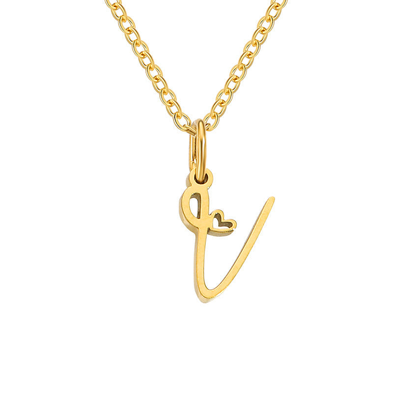 Initialenketting met hart in goud
