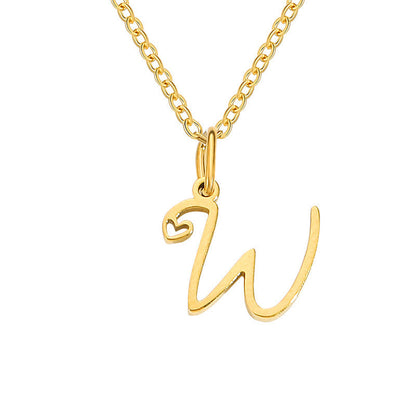 Initialenketting met hart in goud