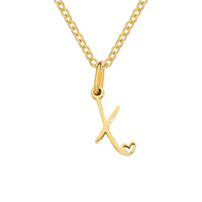 Initialenketting met hart in goud