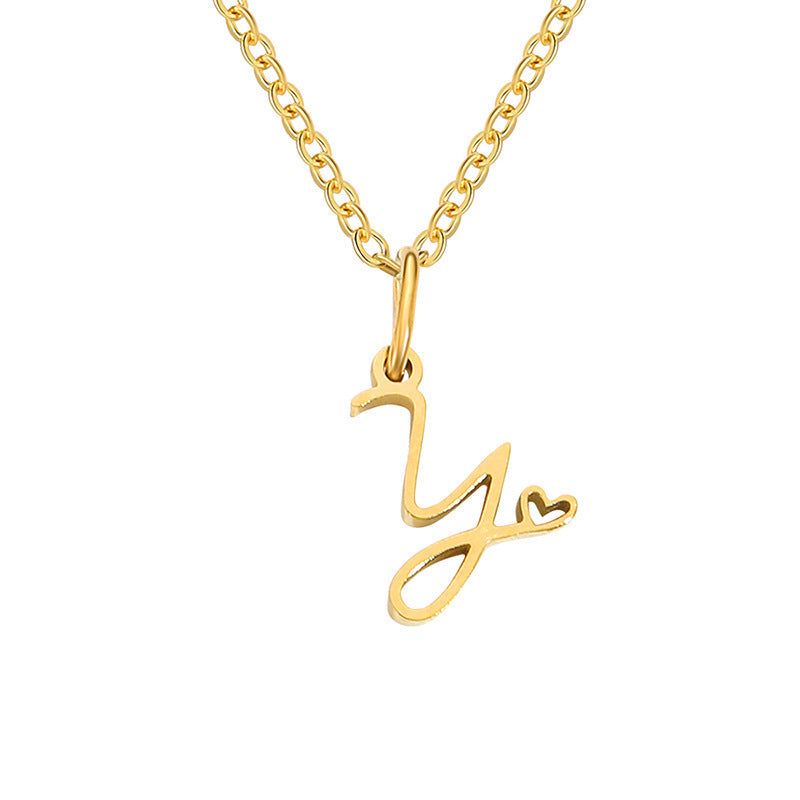 Initialenketting met hart in goud