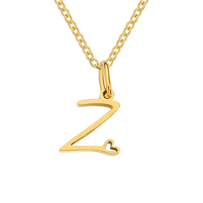 Initialenketting met hart in goud