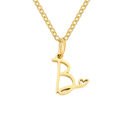 Initialenketting met hart in goud