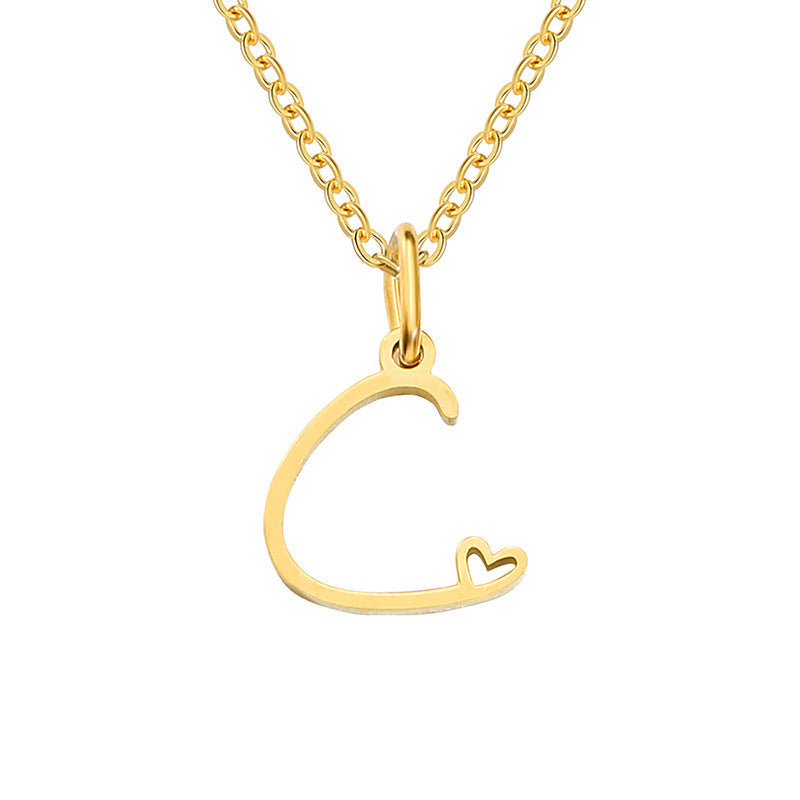 Initialenketting met hart in goud