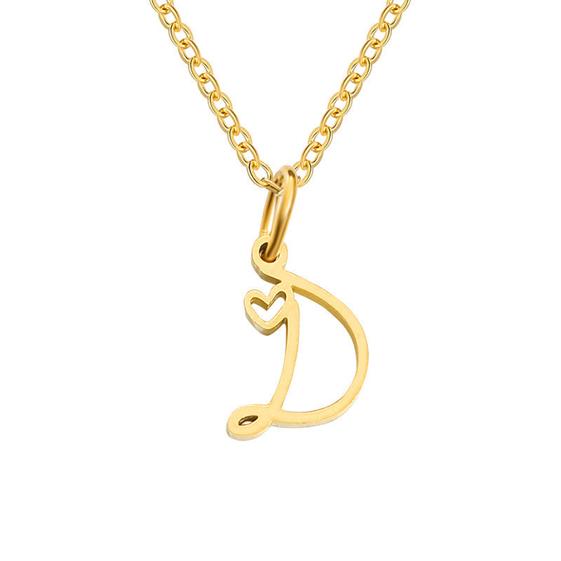 Initialenketting met hart in goud