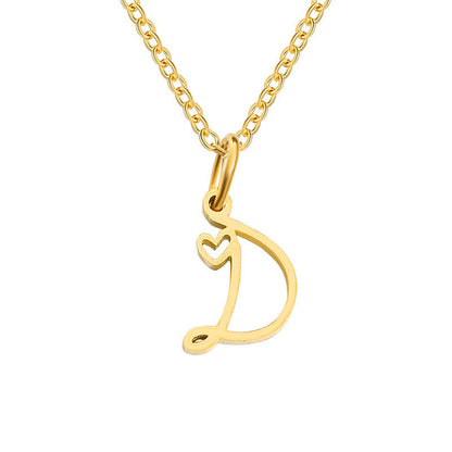 Initialenketting met hart in goud