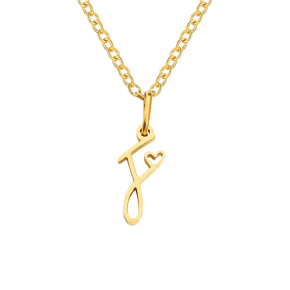Initialenketting met hart in goud